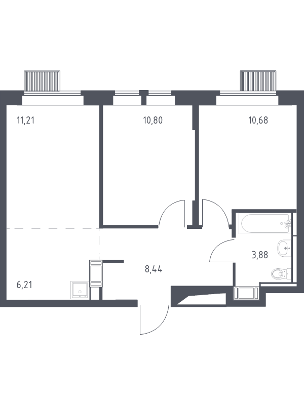 3 ккв (Евро) 51,2 м²