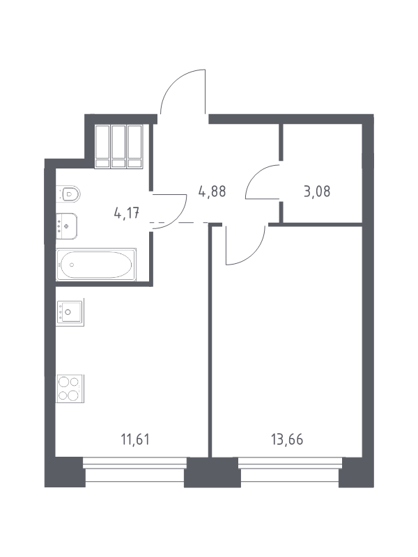 1 ккв 37,4 м²
