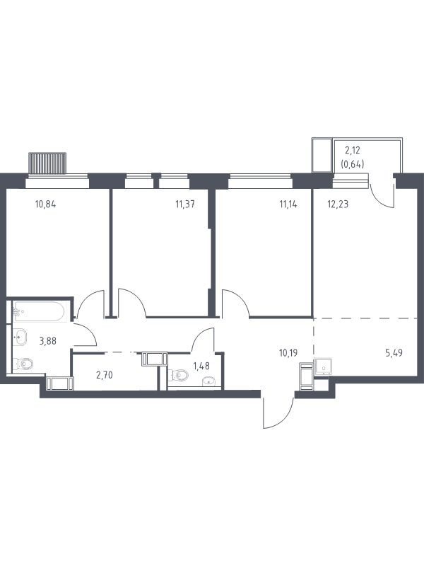 4 ккв (Евро) 70 м²