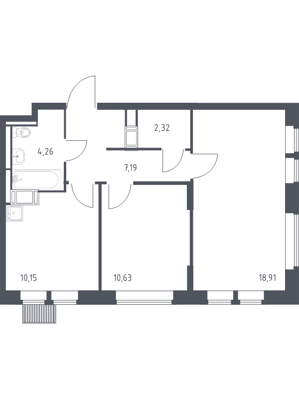 2 ккв 53,5 м²