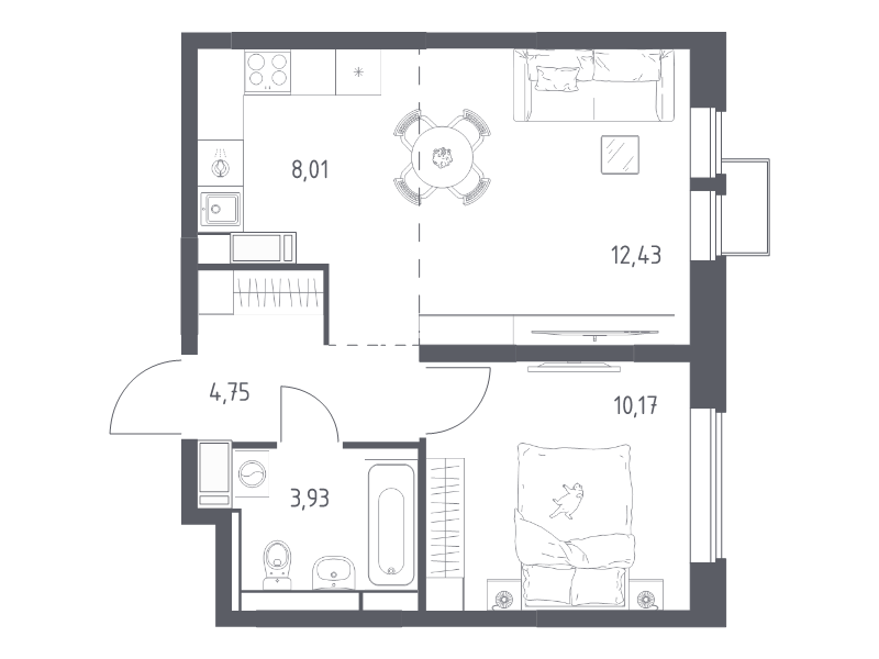 2 ккв (Евро) 39,3 м²