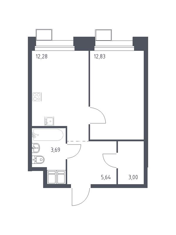 1 ккв 37,4 м²