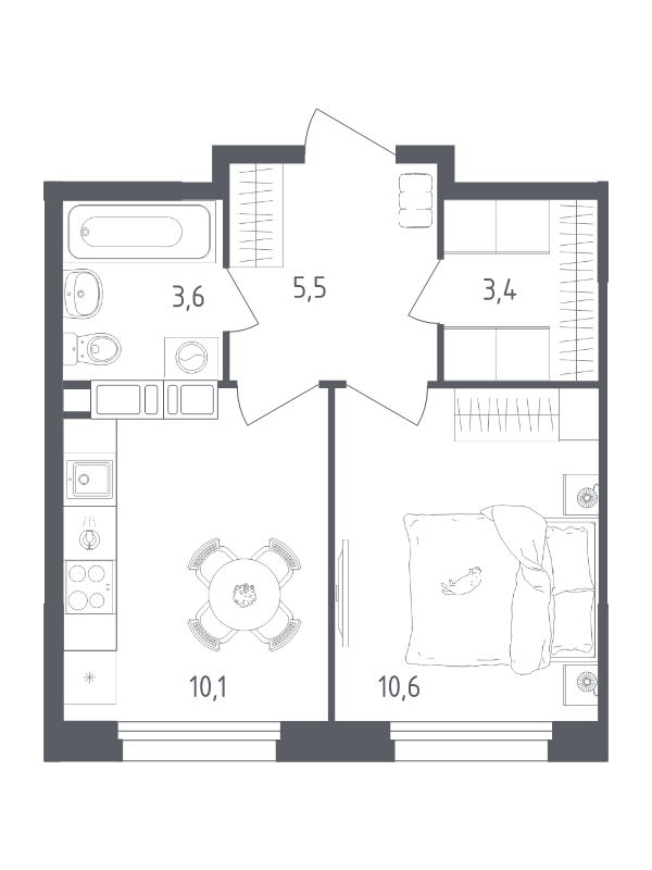 1 ккв 33,2 м²