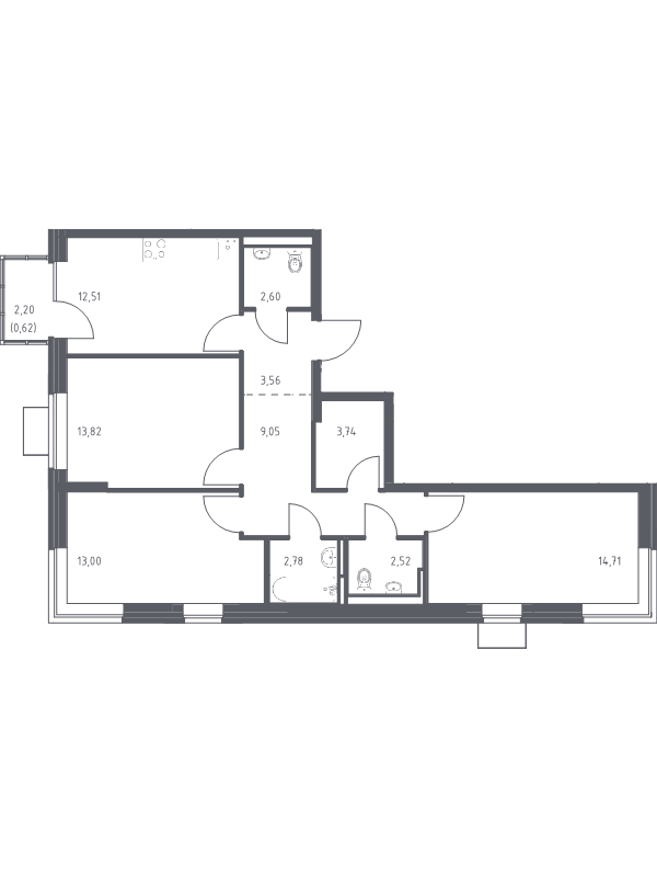 3 ккв 78,9 м²