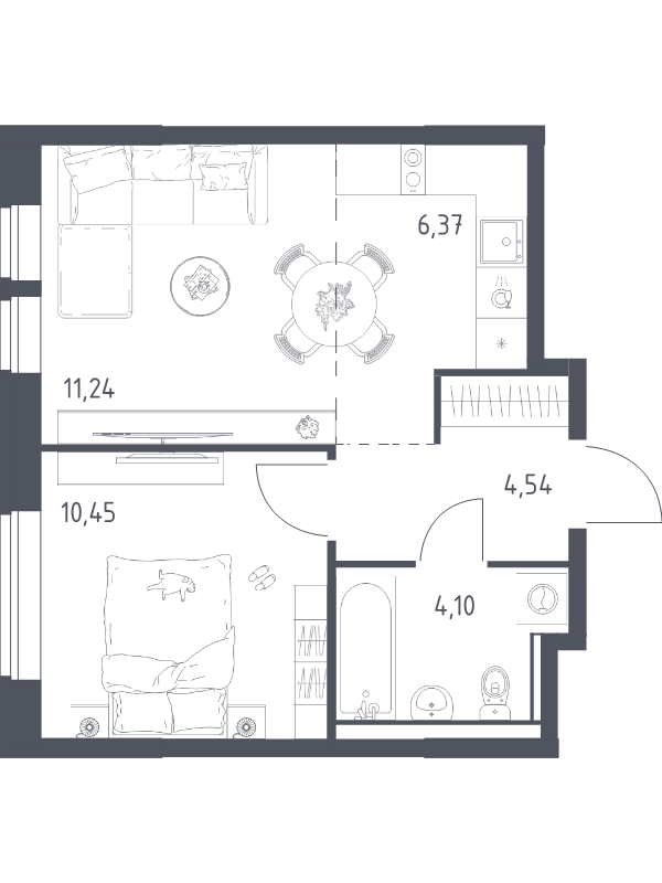 2 ккв (Евро) 36,7 м²