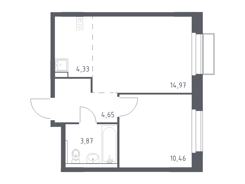 2 ккв (Евро) 38,3 м²