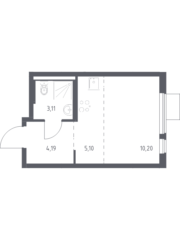 Студия 22,6 м²
