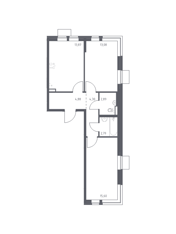 2 ккв 57,4 м²