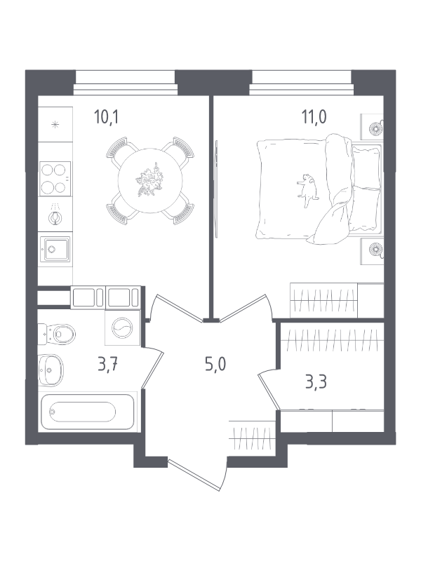1 ккв 33,1 м²