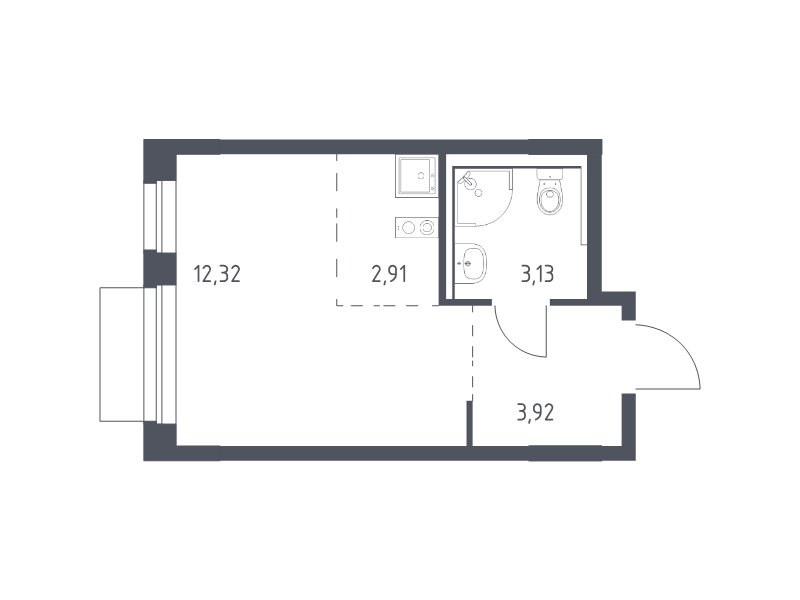 Студия 22,3 м²