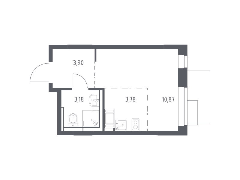 Студия 21,7 м²