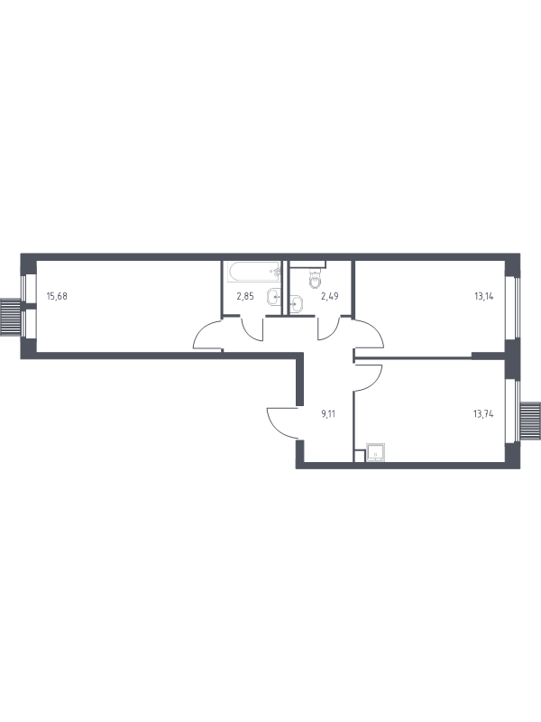 2 ккв 57 м²