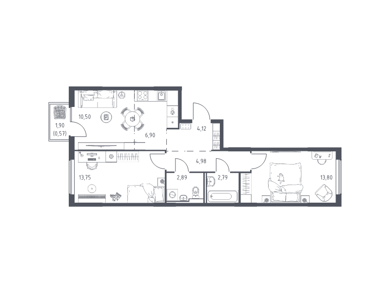 3 ккв (Евро) 60,3 м²