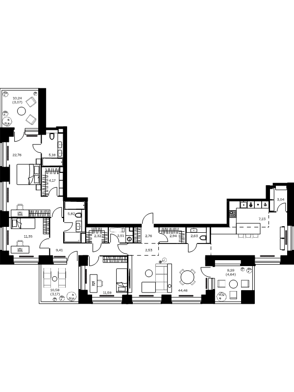 4 ккв (Евро) 151,6 м²