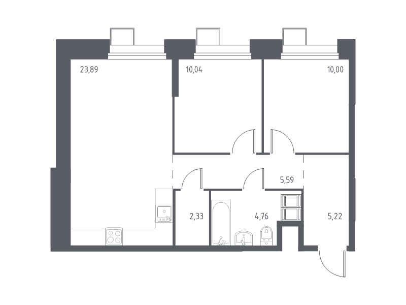 3 ккв (Евро) 61,5 м²