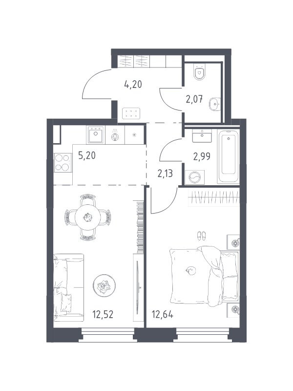2 ккв (Евро) 41,8 м²