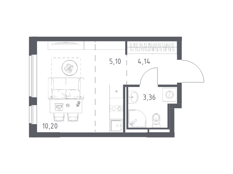 Студия 22,8 м²