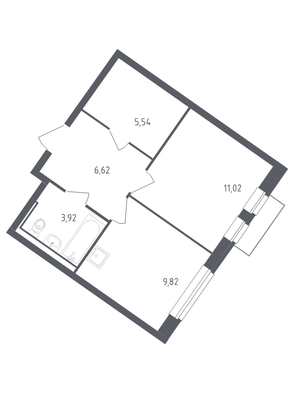 1 ккв 36,6 м²