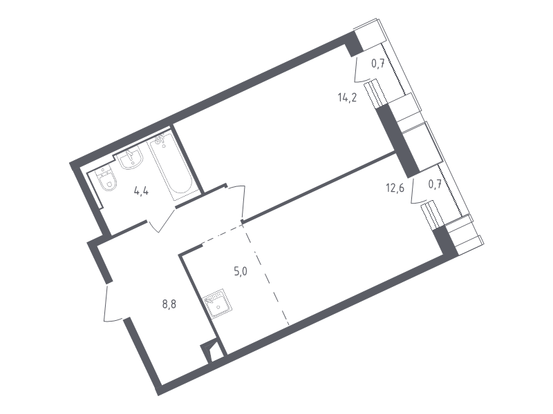 2 ккв (Евро) 46,4 м²
