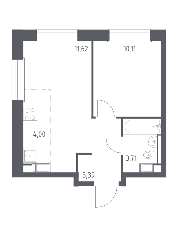 2 ккв (Евро) 34,8 м²