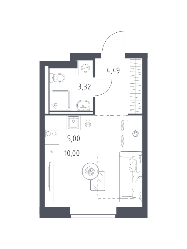 Студия 22,8 м²