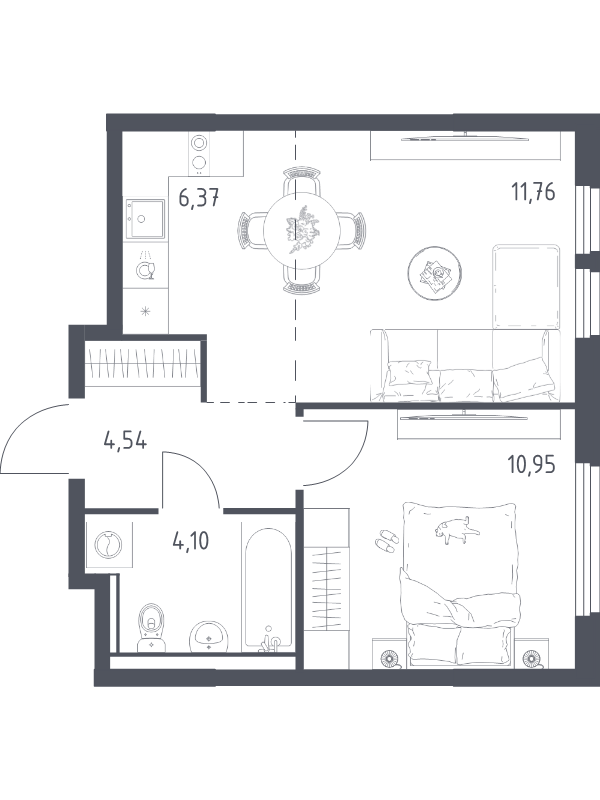 2 ккв (Евро) 37,7 м²