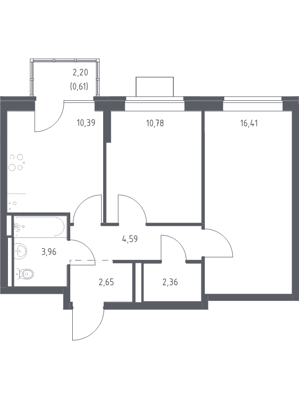 2 ккв 51,8 м²