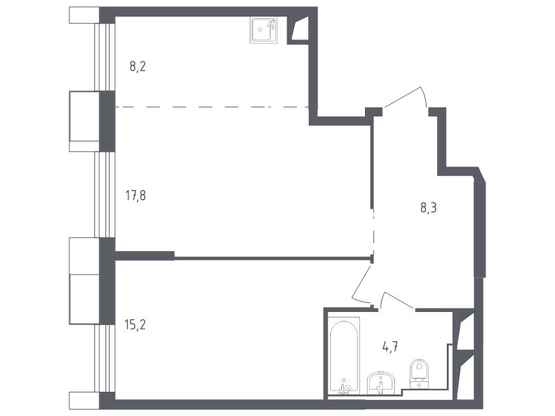 2 ккв (Евро) 54,5 м²