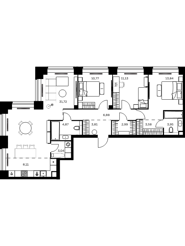 4 ккв (Евро) 104,6 м²