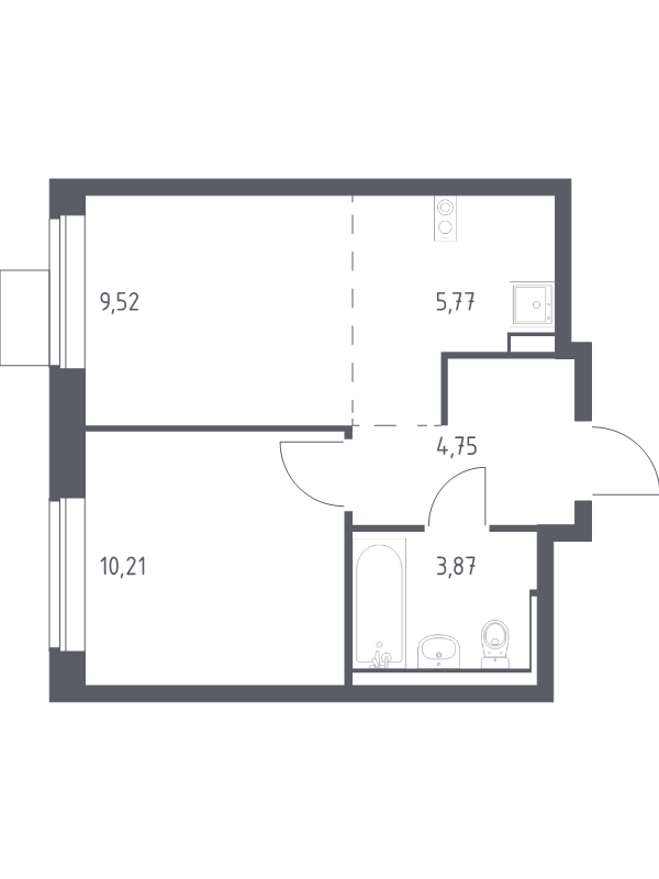 2 ккв (Евро) 34,1 м²