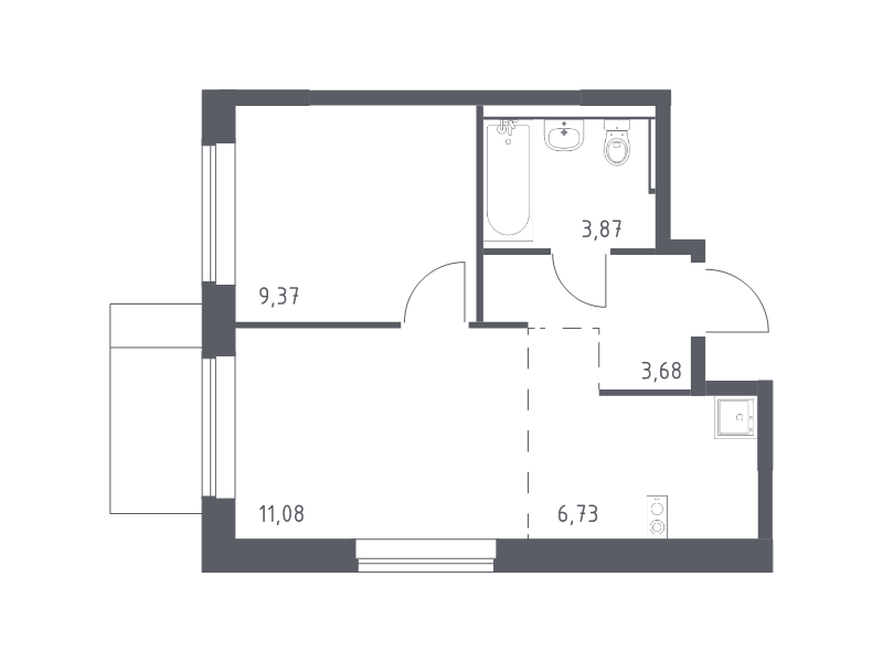 2 ккв (Евро) 34,3 м²