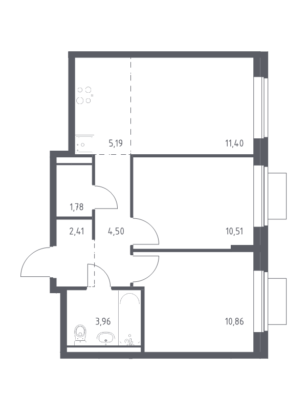 3 ккв (Евро) 50,6 м²