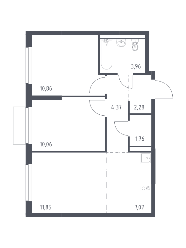 3 ккв (Евро) 52,2 м²