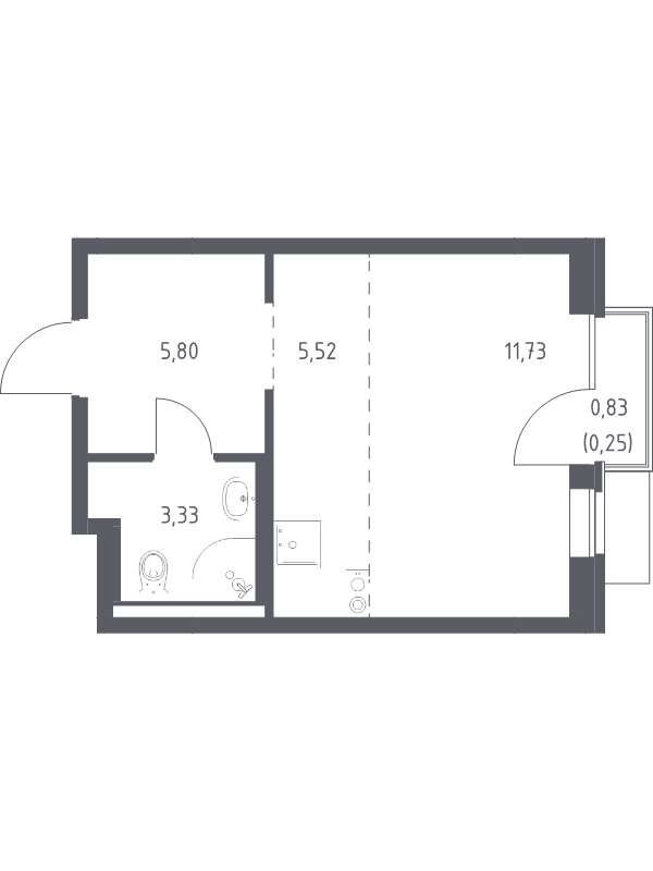 Студия 26,6 м²