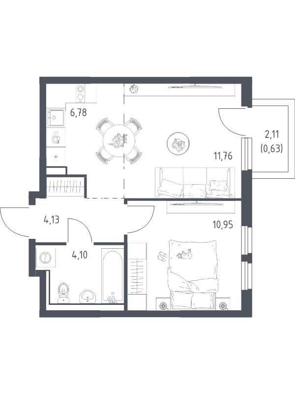 2 ккв (Евро) 38,4 м²
