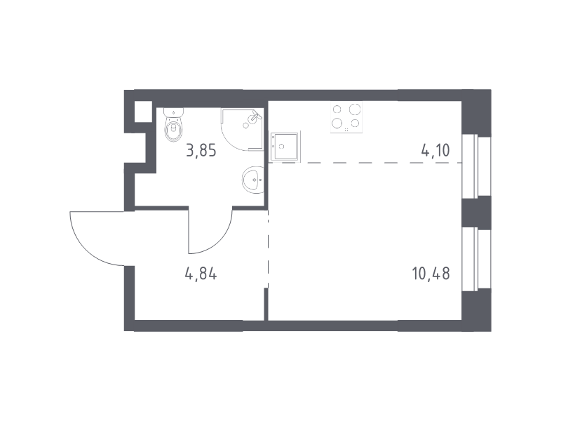 Студия 23,3 м²