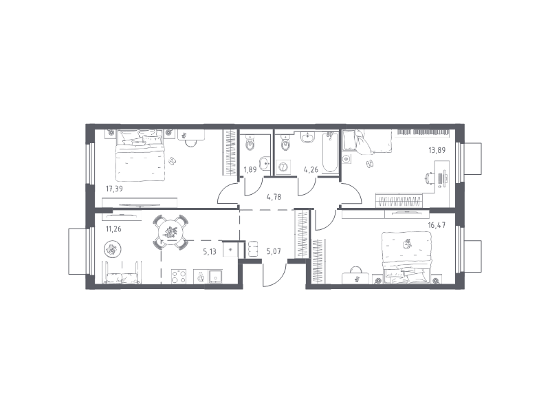 4 ккв (Евро) 80,1 м²