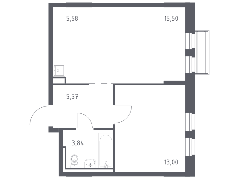 2 ккв (Евро) 43,1 м²