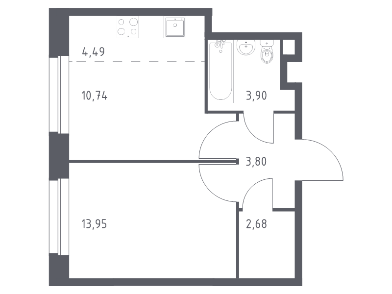 2 ккв (Евро) 39,6 м²