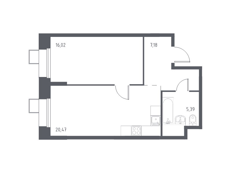 2 ккв (Евро) 49,2 м²