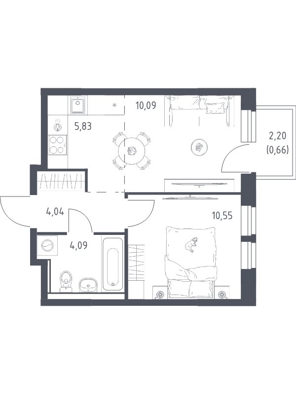2 ккв (Евро) 35,3 м²