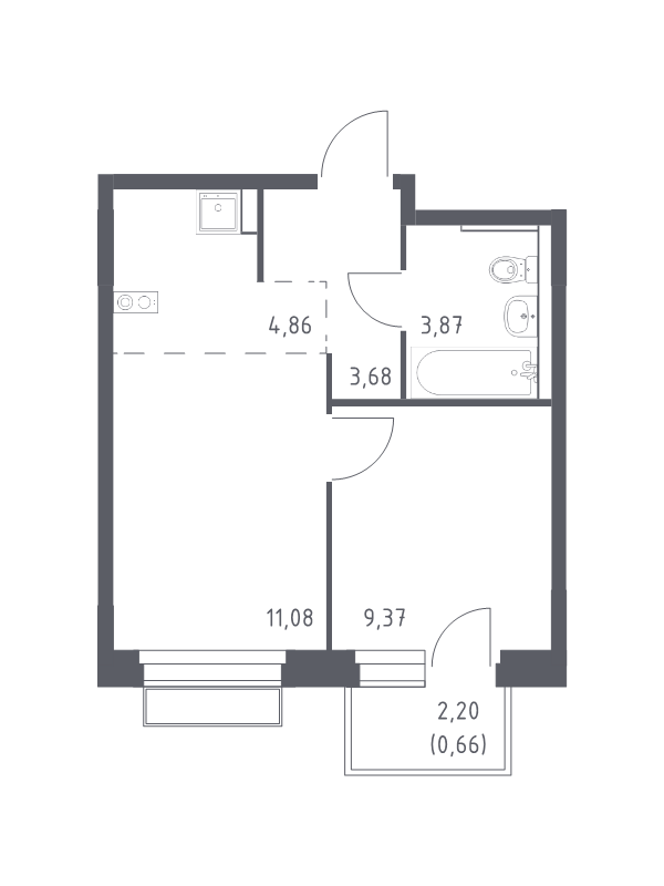 2 ккв (Евро) 33,5 м²