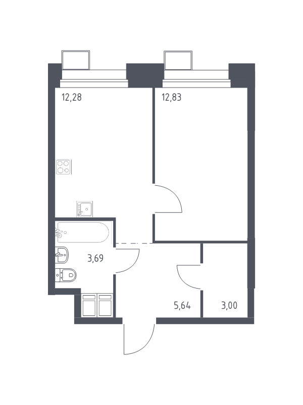 1 ккв 37,4 м²