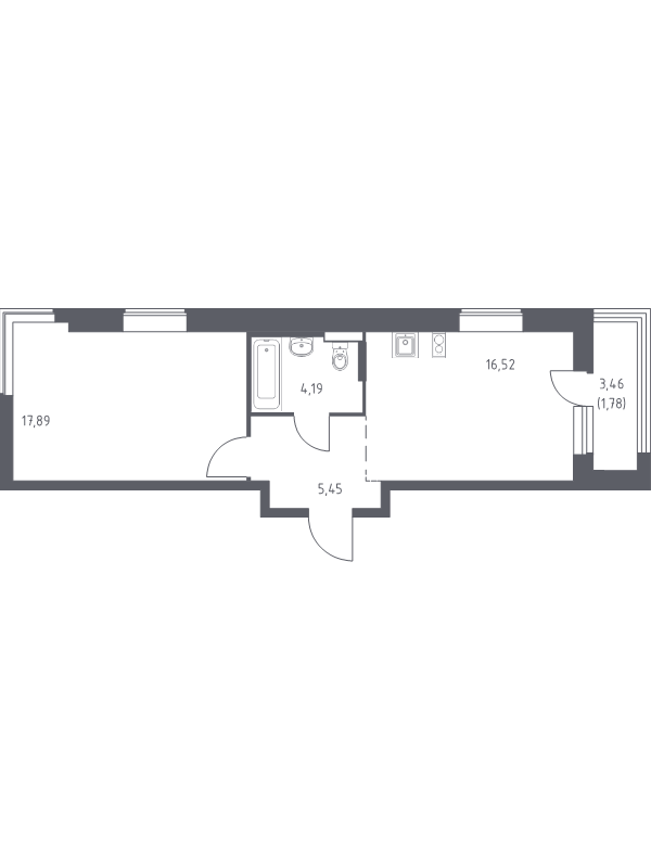 2 ккв (Евро) 48,6 м²