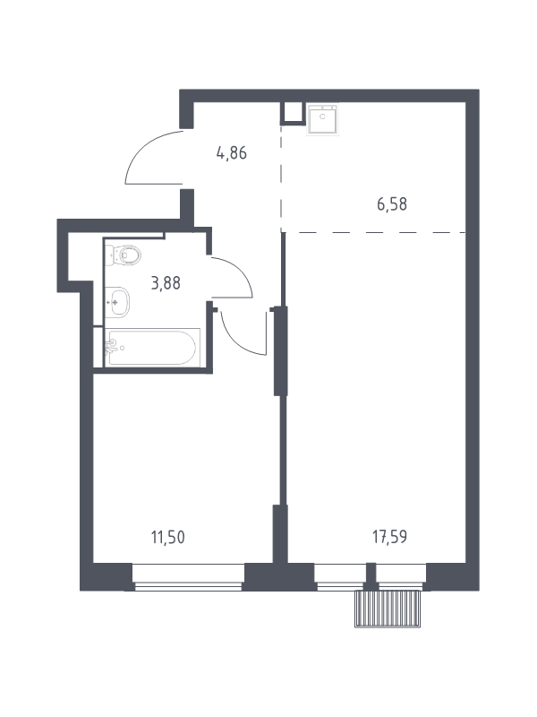 2 ккв (Евро) 44,4 м²