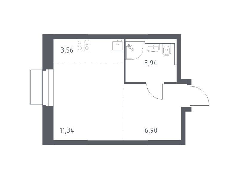 Студия 25,7 м²