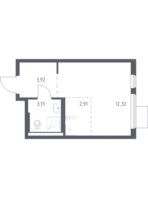 Студия 22,3 м²