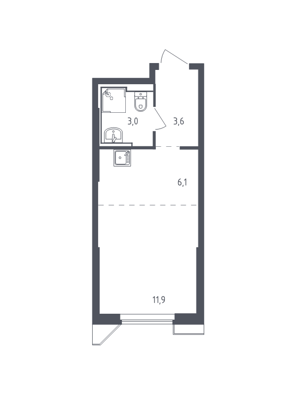 Студия 24,4 м²