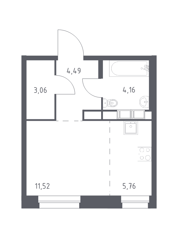 Студия 29 м²