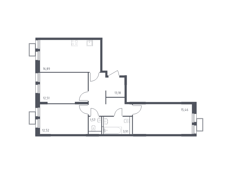 4 ккв (Евро) 76,1 м²